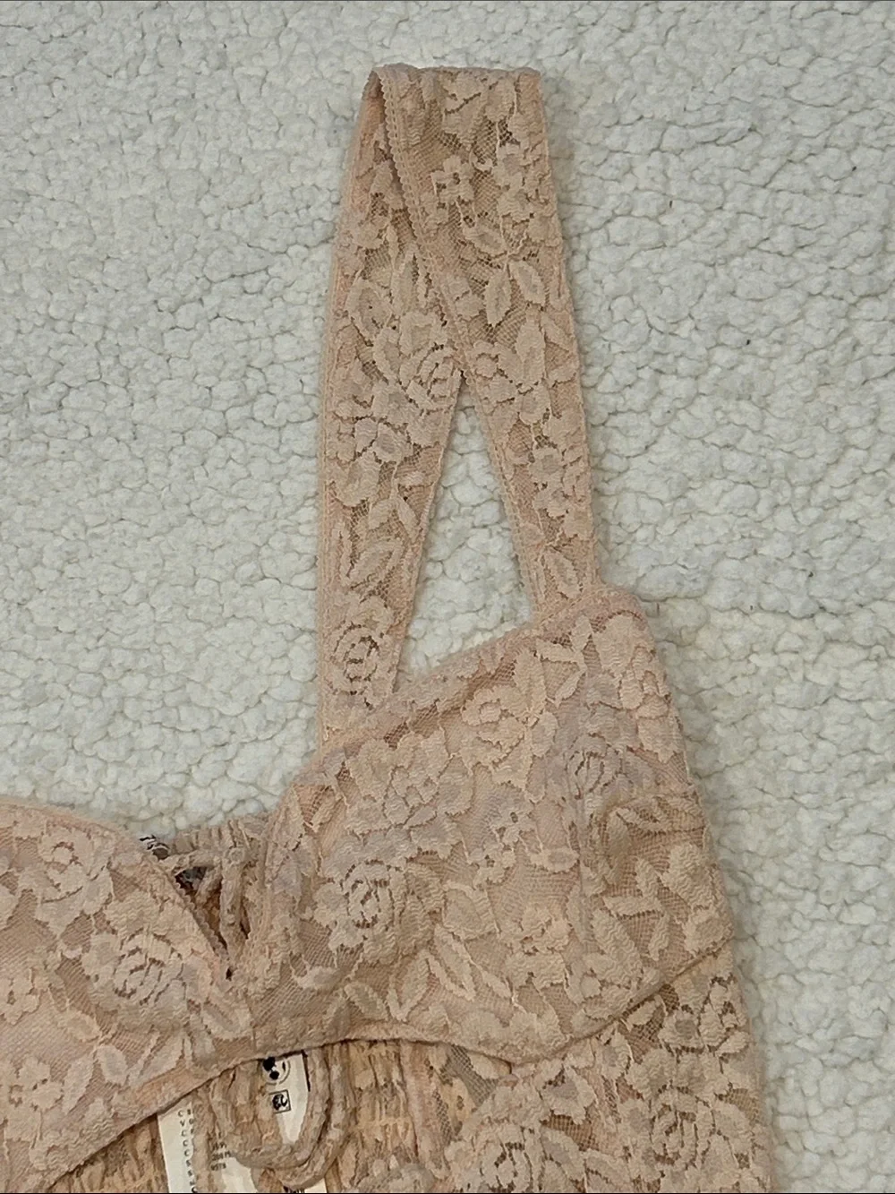 Free People Intimately Strike A Pose Lace Bodysuit size Small Peach Dust